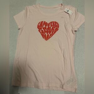 GAP Pink Tee with Red Heart Graphic